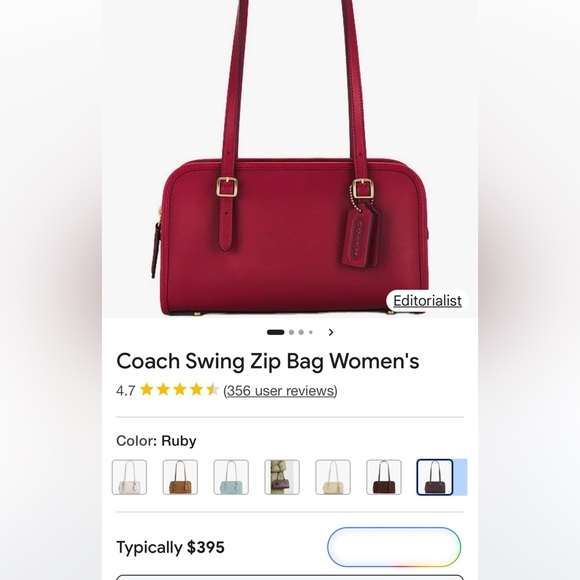 New Coach Swing Zip Bag - Picture 2 of 11